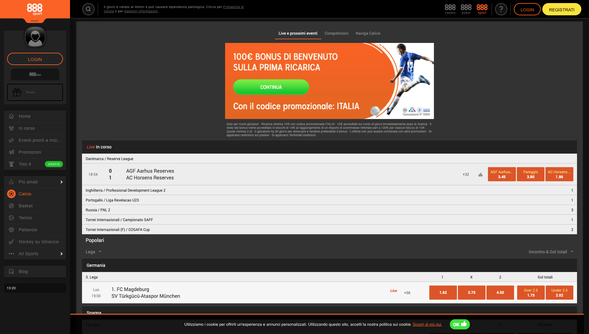 888sport scommesse live desktop