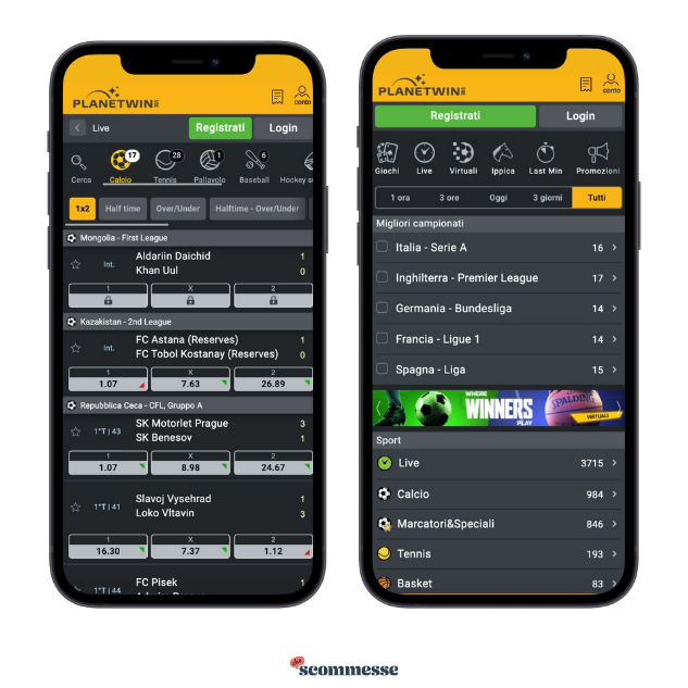 App scommesse calcio Planet