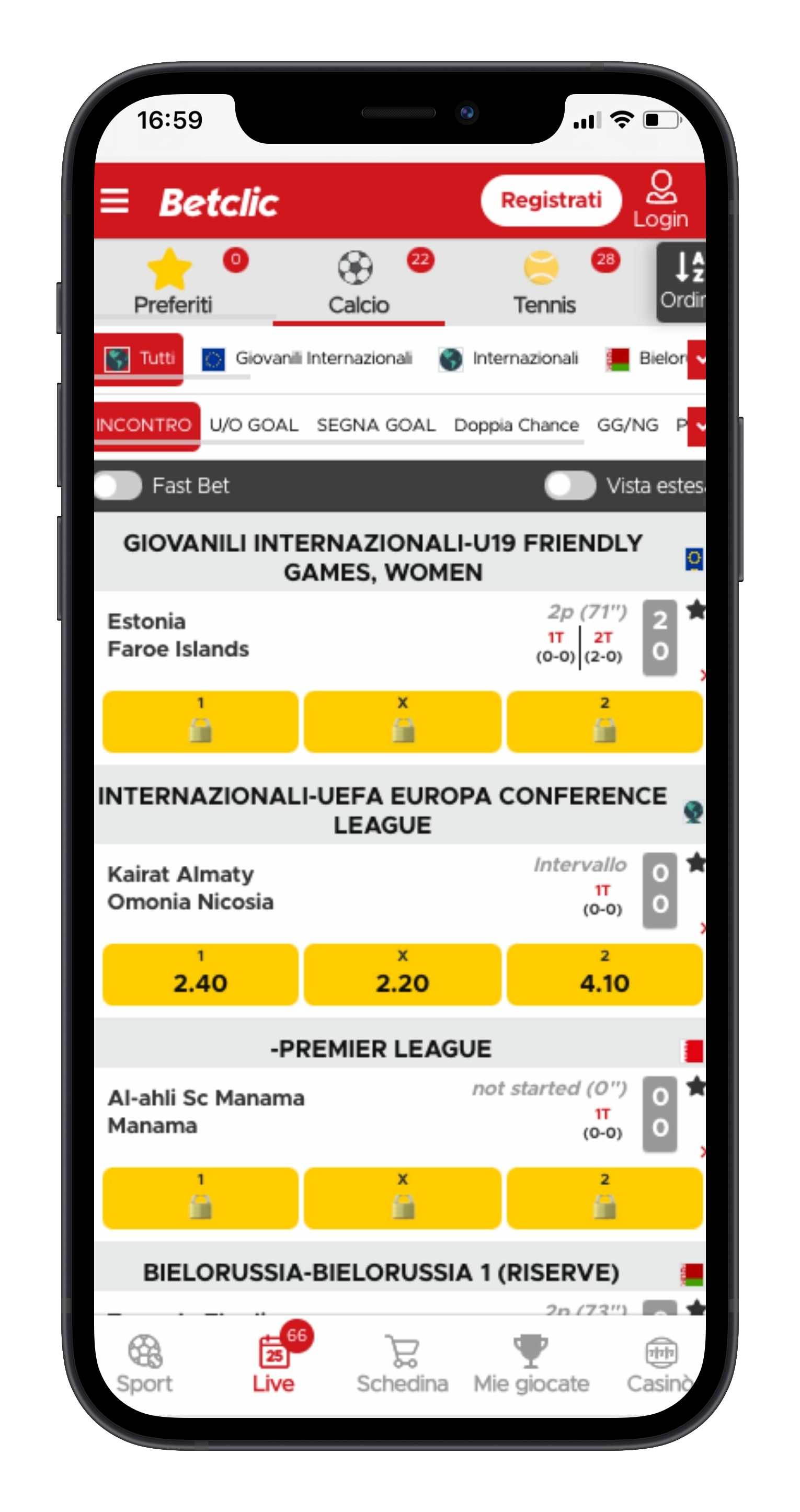 Betclic Scommesse Calcio Mobile
