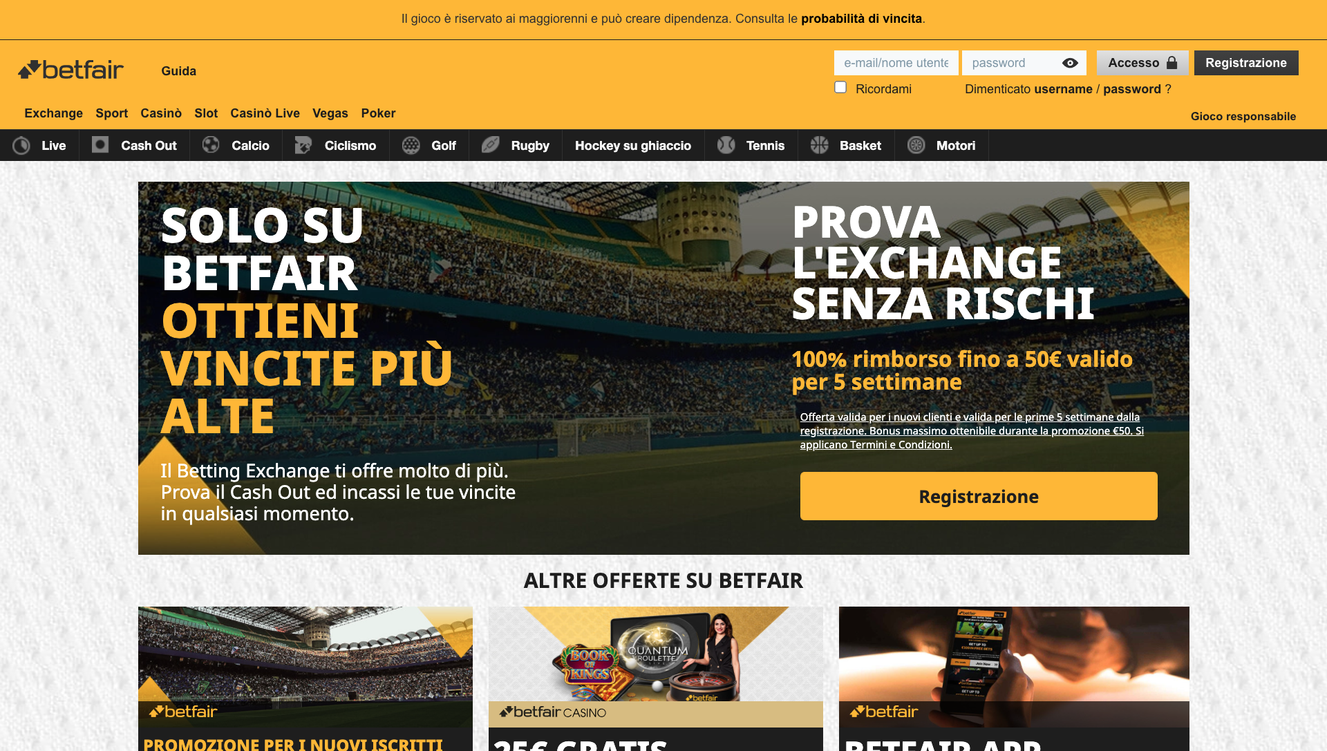 Betfair Homepage Desktop