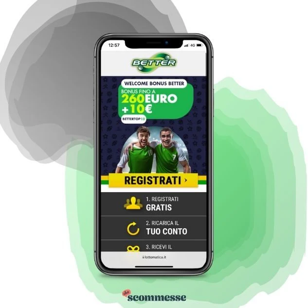 Interfaccia della piattaforma Lottomatica Scommesse con evidenza di una promozione