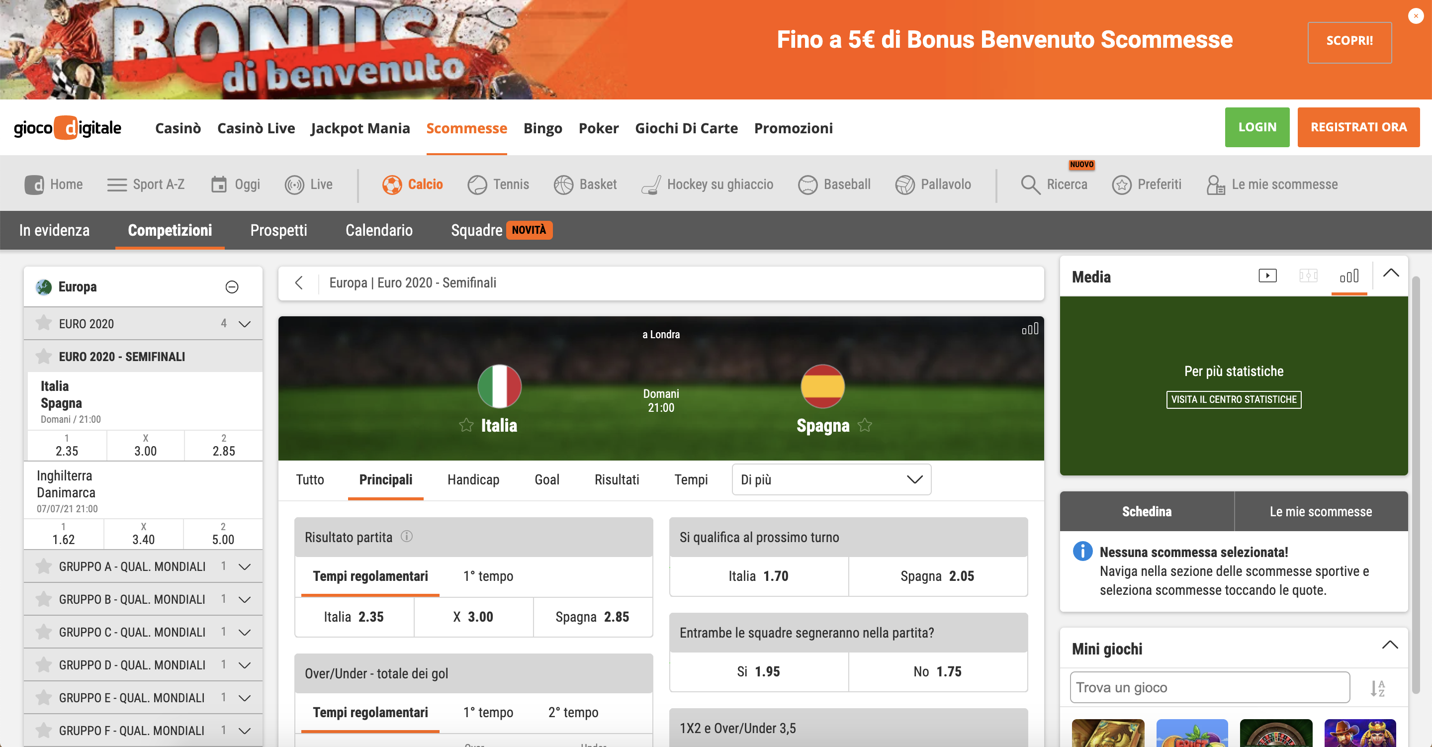 Gioco Digitale Scommesse Calcio Online