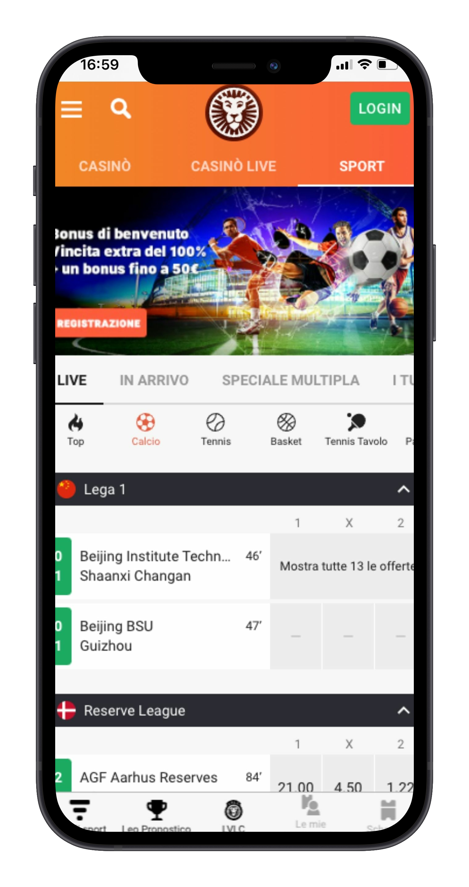 Leo Vegas Scommesse Calcio Mobile
