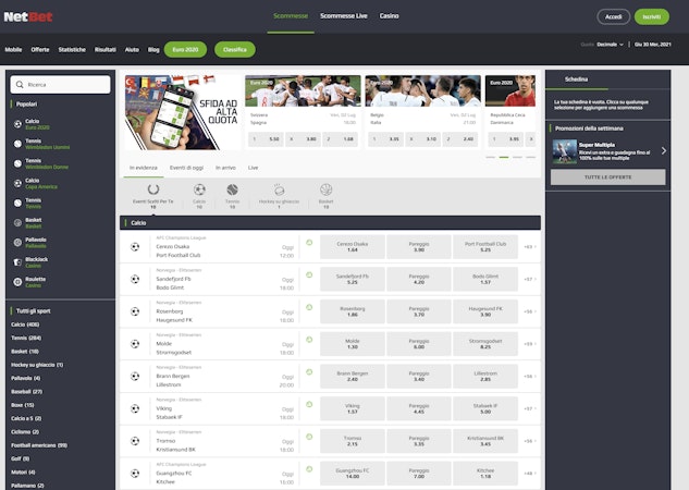 Netbet Scommesse interfaccia