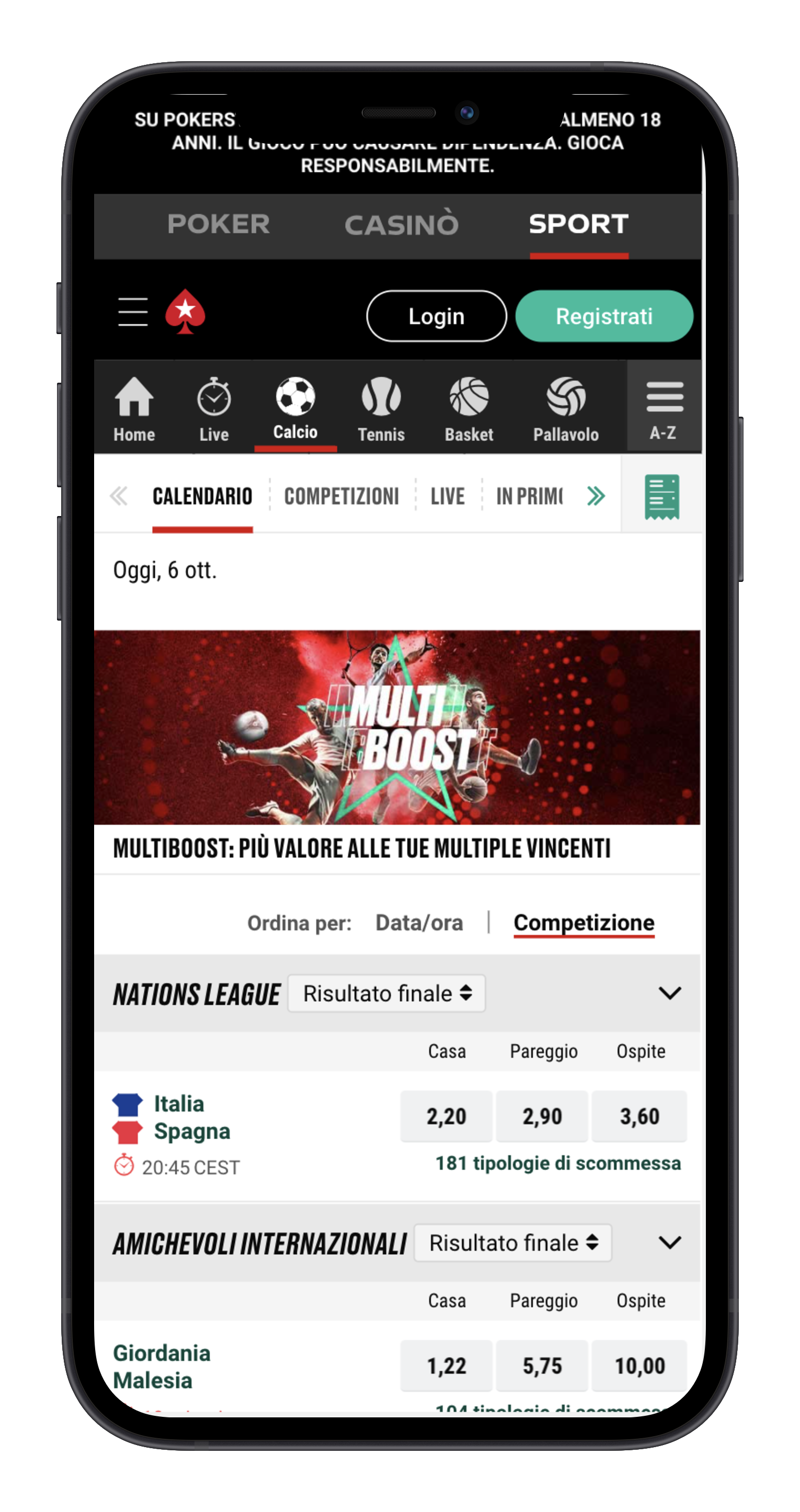 Pokerstars Scommesse Calcio Mobile
