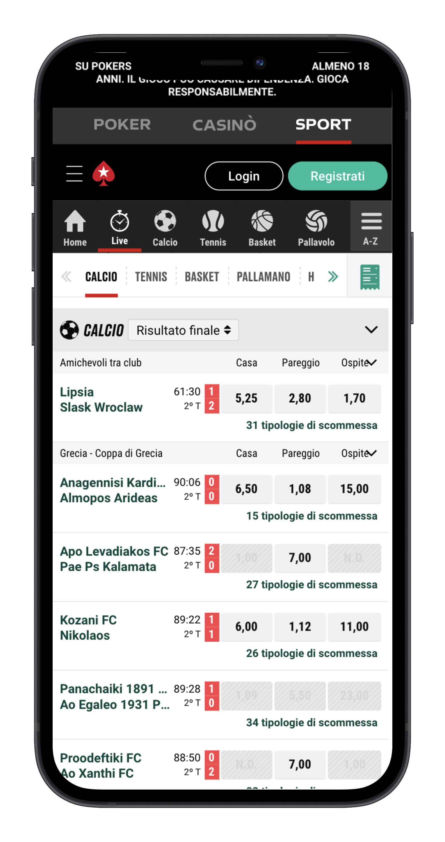 Pokerstars Scommesse Live Mobile