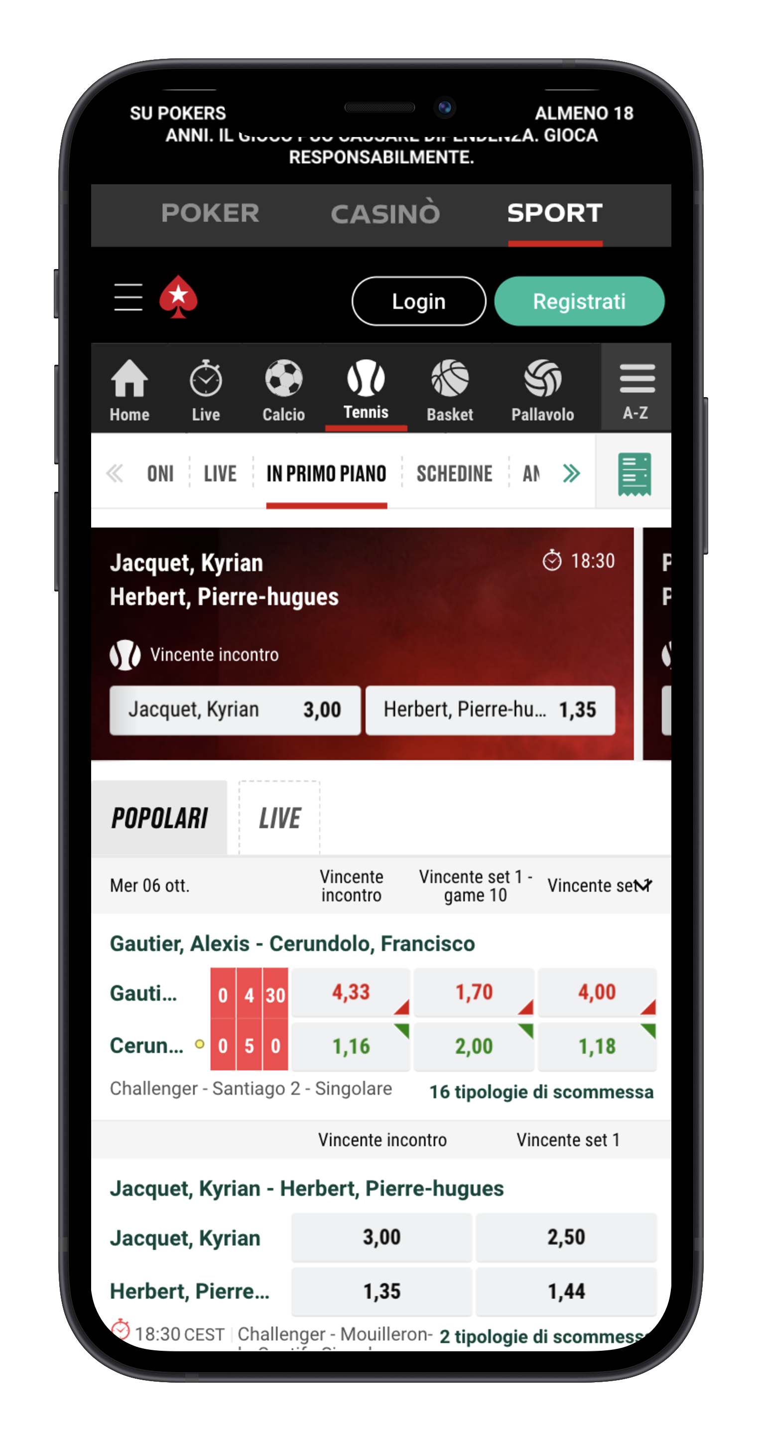 Pokerstars Scommesse Tennis Mobile