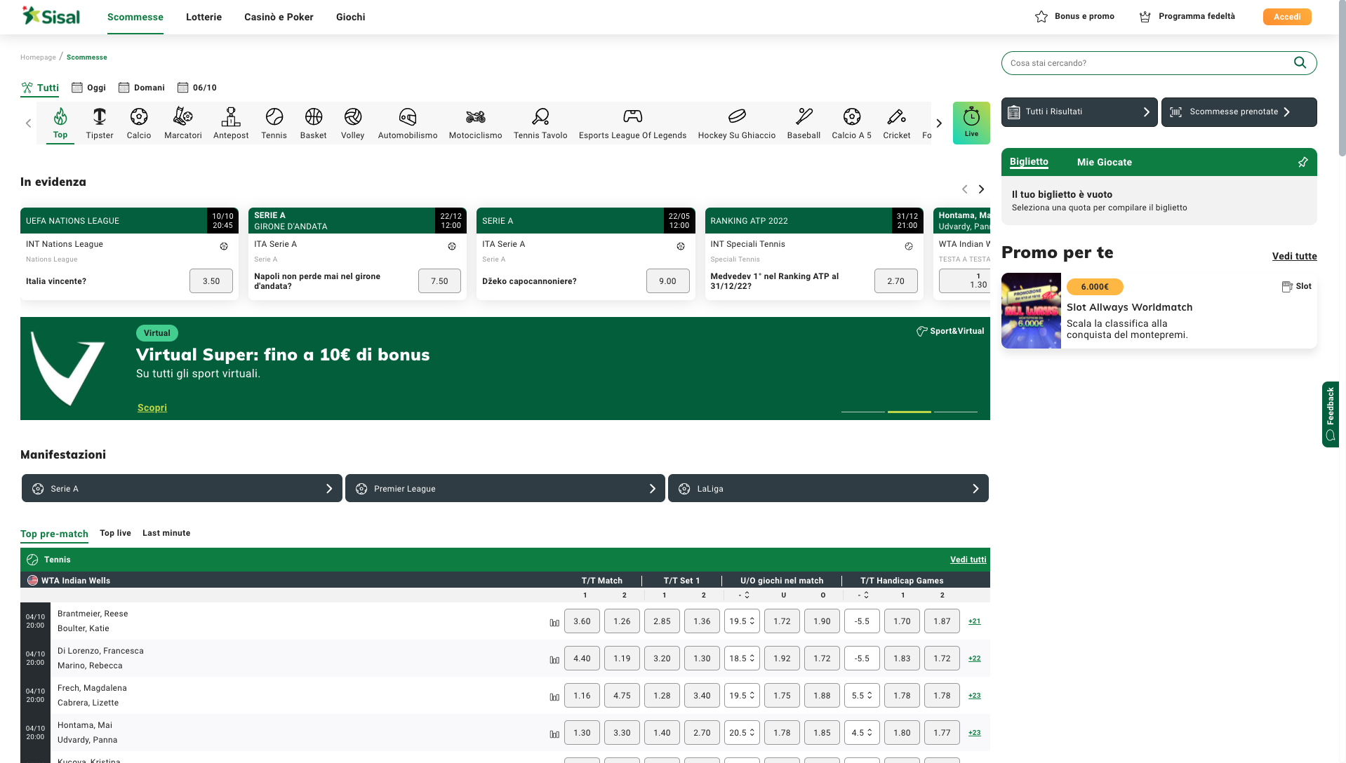 Sisal Scommesse Desktop