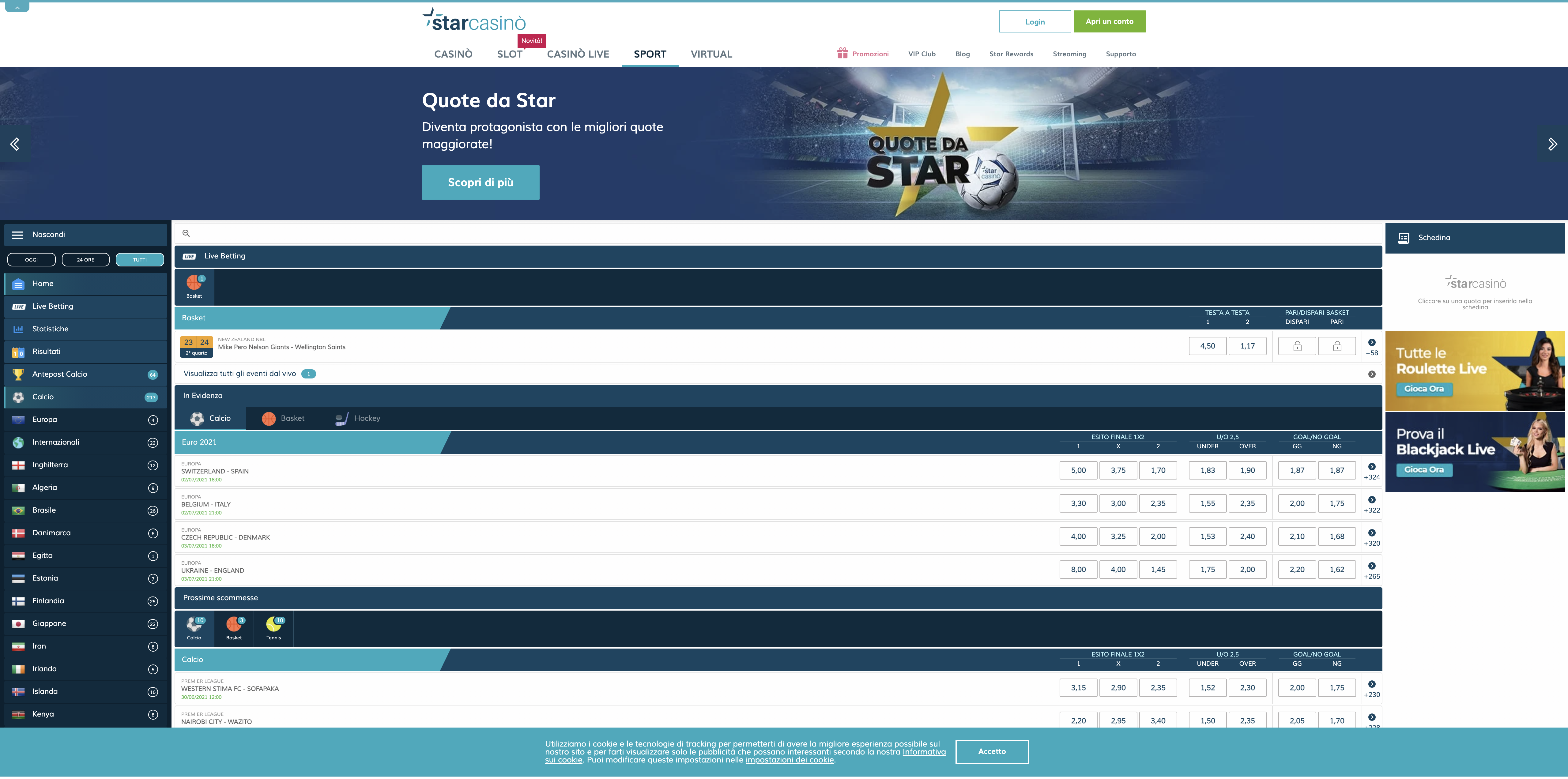 Starcasino scommesse sport