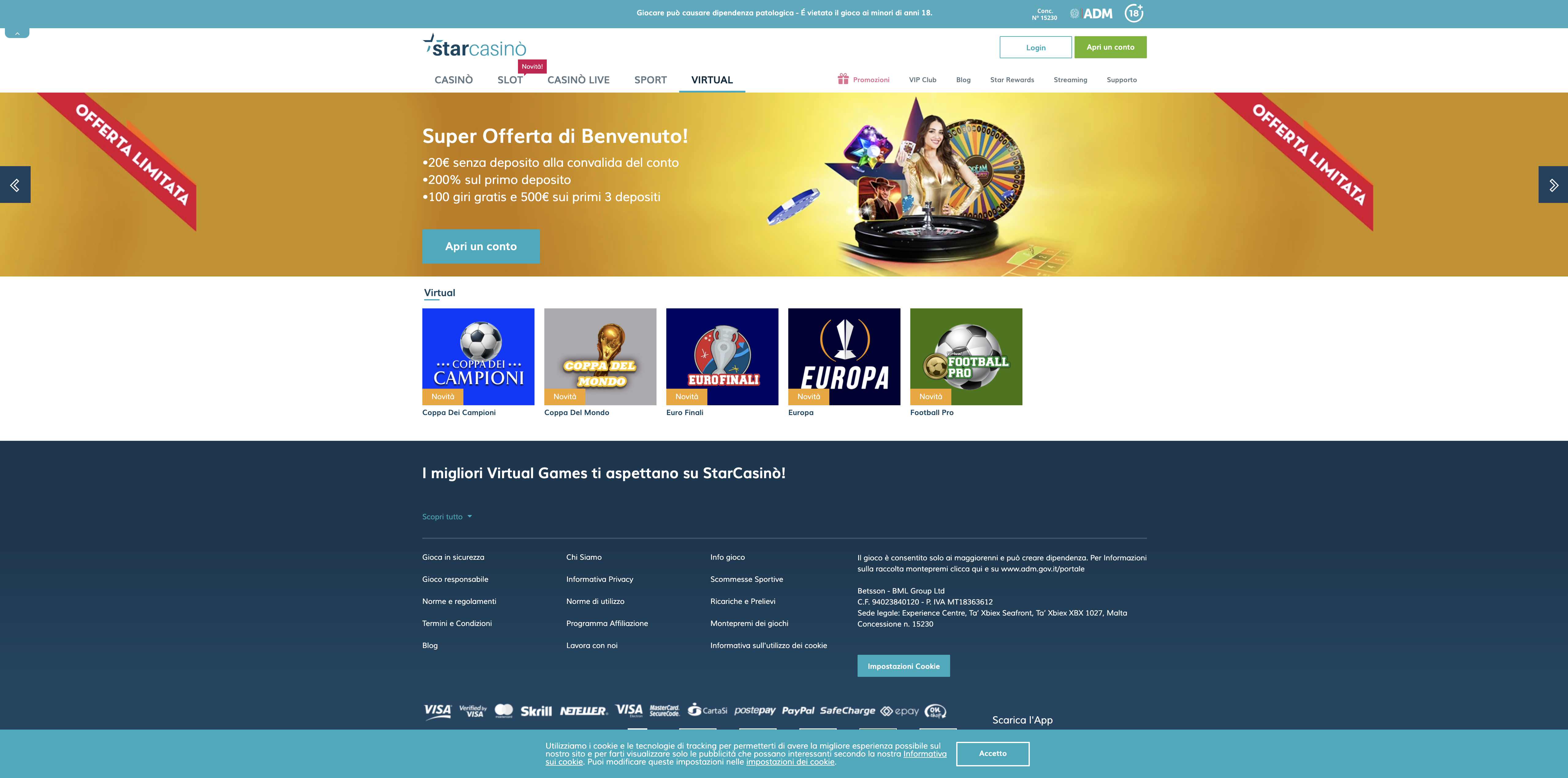 Starcasino scommesse virtuali